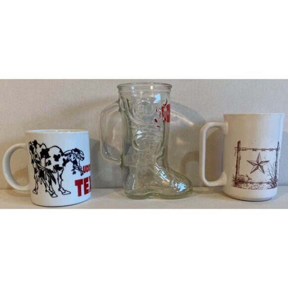 Udderly Texas / Billy Bob's Ft. Worth Boot / Polly's Paint Box Armadillo Mugs - Picture 4 of 6